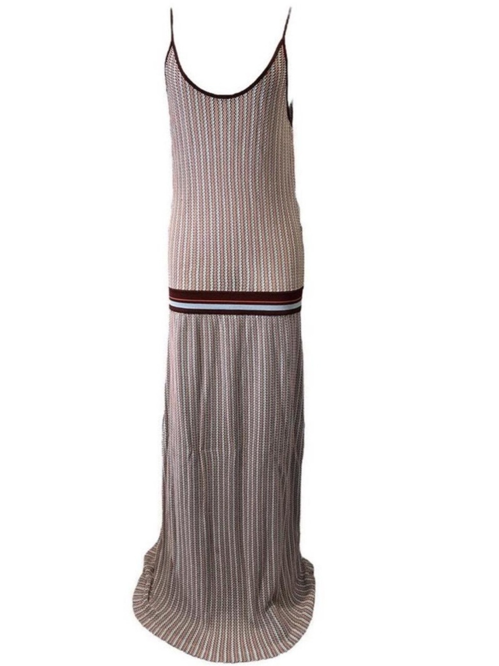 Vintage Tory Burch Striped Knit Maxi Skirt in Cream and Brown - Picture 2 of 5